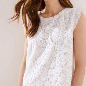 Loft white lace ruffle tank (NWT)